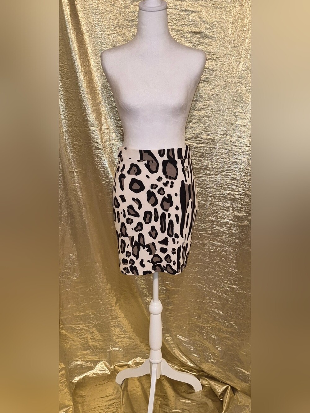 Blugirl Blumarine Leopard Print Pencil Skirt - Cream & Black